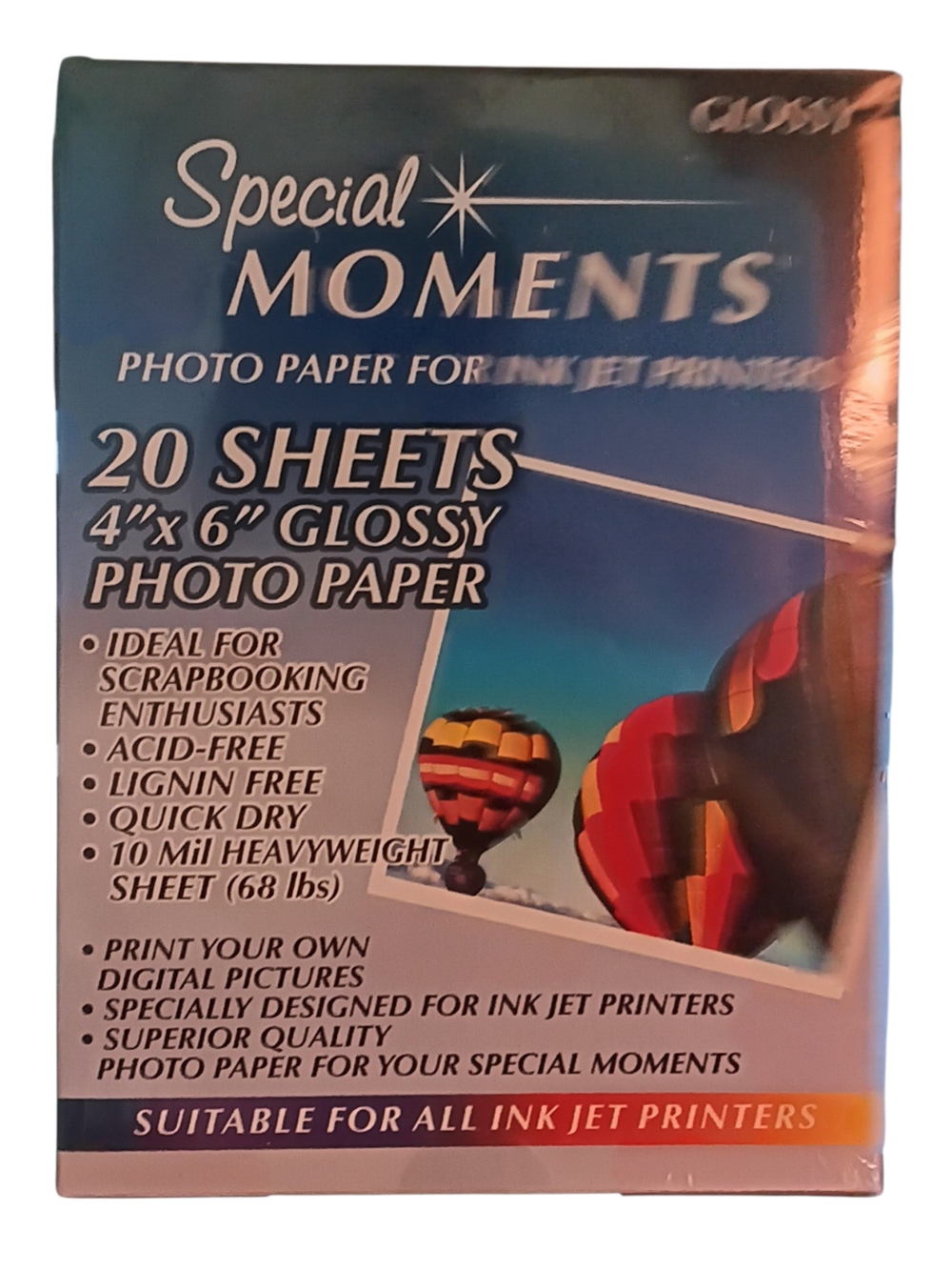 3 Unopened Packs Special Moments Glossy Photo Paper; Teal to Light Blue Gradient